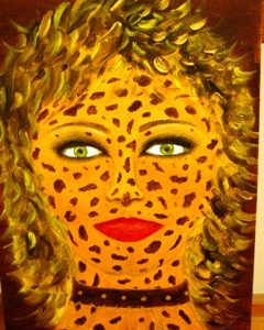 leoparda cartone olio