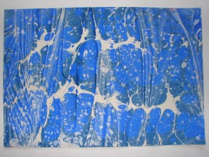 Nalan Avhan ebru dalgali niebieski 48x33